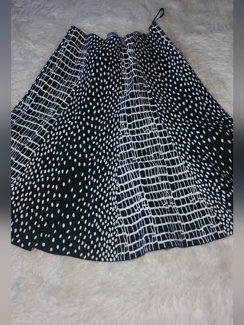 BCBGeneration Black and White Mixed-Print Skater Skirt